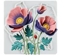 MINFEIDMS Molde de silicona para fondant, diseño de flores de amapola