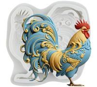 MINFEIDMS Molde de silicona para fondant, diseño de gallina y gallina
