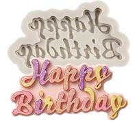 MINFEIDMS Moldes de silicona con texto "Happy Birthday" para decoración de pasteles, cupcakes, pasta de goma de mascar, arcilla polimérica