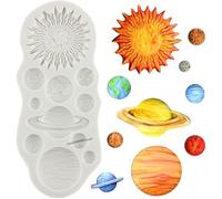 MINFEIDMS Planets - Molde de silicona para fondant, diseño de Venus, Saturno, Marte, Júpiter, para decoración de pasteles de azúcar, cupcakes, caramelos, chocolate, goma de mascar, arcilla polimérica