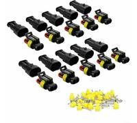 Minflora 10 juegos de conectores de cable eléctrico impermeables de 2 pines con enchufes macho y hembra/para aplicaciones automotrices de motocicleta, barcos marinos, AWG 0,75-1,5 mm² 24 V 14 A