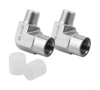 Minflora Acoplamiento de codo de acero inoxidable 304 forjado de 90°, conector de tubería NPT M/F de 1/4 pulgadas, codo de calle para sistemas de fontanería, incluye funda protectora, 2 piezas
