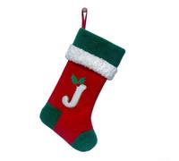 Minflora Calcetín de Navidad del alfabeto inglés con bordado detallado y diseño cuidadoso para uso repetido de temporada para decoración de fiestas de Navidad, Año Nuevo, suministros de regalos de