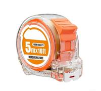 Minflora Cinta métrica de 5 m, cinta métrica de acero de doble escala, agarre antideslizante y bloqueo de empuje, carcasa de policarbonato transparente para uso doméstico y comercial (7,5 x 25 mm)