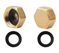 Minflora Conector de grifo de agua de cobre de 3/4 pulgadas con junta, diseño octogonal para un sellado seguro, fontanería resistente a la corrosión, mejora del hogar, acabado dorado, paquete de 2