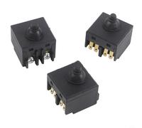 Minflora Interruptor de botón de repuesto para pulidora de ángulo Bosch GWS6-100, accesorio de herramienta eléctrica de plástico y metal, 3 unidades, color negro