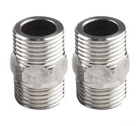 Minflora Paquete de 2 conectores roscados macho doble de acero inoxidable de 1/2 pulgada, accesorio de pezón para conexiones de fontanería y hardware