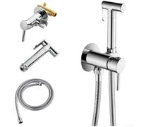 Minflora Sistema de rociador de bidé de cobre, accesorio de bidé para inodoro con control de agua fría y caliente, ducha de mano de flujo ajustable para baño moderno, kit de válvula oculta incluido (A