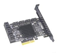 Minflora Tarjeta de expansión PCI-E con ASM1166, adaptador SATA3.0 de 6 puertos de 6 Gbps para ranuras x4 x8 x16, luz de estado LED, sin controladores para Windows/Linux