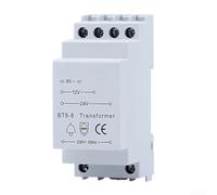 Minflora Transformador de timbre multivoltaje 8 V 12 V 24 V con fuente de alimentación fiable, diseño resistente, adecuado para instalación estándar de riel guía de 35 mm