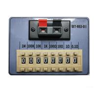 Minflora WY-RES-01 Caja de resistencia portátil con 8 niveles ajustables que van de 0.1Ω a 1MΩ, carcasa ABS para programación DIP y pruebas de circuitos en laboratorio o uso industrial, gris (WY RES