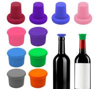 Minfuerang 10 Piezas Tapones de Silicona Multicolor para Botellas, Tapones Corona de Silicona Colores para Vino,sin BPA,para Botellas de Vino,Cerveza,Champán,Zumos(Multicolor)