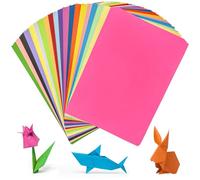 Minfuerang 200 Hojas Papel Origami,20 Colores Brillantes A4 Papiroflexia 70g/m² Cartulinas Colores,para Proyectos de Manualidades Escolares DIY (Multicolor)