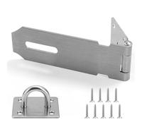 Minfuerang 4 Pulgadas Cerrojo de Candado, Cerradura de Seguridad con 9 Tornillos, Aldaba de Candado para Puerta, Ventana, Armario,Jaula de Mascotas (Plata (Acero inoxidable))