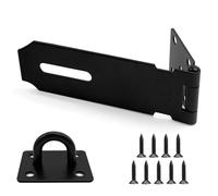 Minfuerang 4 Pulgadas Cerrojo de Candado, Cerradura de Seguridad con 9 Tornillos, Aldaba de Candado para Puerta, Ventana, Armario,Jaula de Mascotas (Negro (Galvanizado))