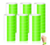 Minfuerang 400 Pezzi di Braccialetti di Carta, Impermeabili Braccialetti Colorati, braccialetti d'ingresso, braccialetti di Identificazione per Eventi,Feste,Discoteche,Festival (Verde)