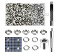Minfuerang Kit de 120 Sets de Ojales Metálicos,Kit de Herramienta Ojetes Metalicos de 10mm con Herramienta de Perforación,Ojales para Toldos,Lonas,Ropa, Cuero y Proyectos DIY (10MM)