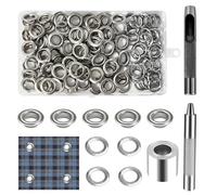 Minfuerang Kit de 120 Sets de Ojales Metálicos,Kit de Herramienta Ojetes Metalicos de 12mm con Herramienta de Perforación,Ojales para Toldos,Lonas,Ropa, Cuero y Proyectos DIY (12MM)