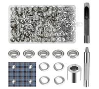 Minfuerang Kit de 120 Sets de Ojales Metálicos,Kit de Herramienta Ojetes Metalicos de 8mm con Herramienta de Perforación,Ojales para Toldos,Lonas,Ropa, Cuero y Proyectos DIY (8MM)