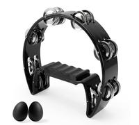 Minfuerang Pandereta Media Luna Tambor,con 2 Huevos de Arena(Negro)