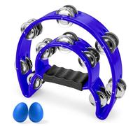 Minfuerang Pandereta Media Luna Tambor, Tambourines Media Luna con 2 Huevos de Arena, Panderetas de Mano para Principiantes,Bandas,Fiestas y Clases de Música (Azul)