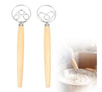 MINGBOLIN 2 Batidores de Masa Daneses de Inox con Mango de Madera