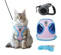 MINGBOLIN Harnais Anti-Fugue pour Chat Avec Laisse de 150 cm Y Una Correa Retráctil de 5 m,Harnais Ajustable et Réfléchissant,pour Promenade et À L'Entraînement, M