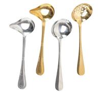 MINGBOLIN Set de 4 Cucharones de Acero Inoxidable, Dorado y Plateado