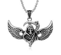 MINGDIAN Flying Hoz Muerte Punk Personalidad Colgante de Moda Colgante joyería Titanio Acero cráneo Collar de Hombre