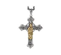 MINGDIAN s925 Colgante de Plata de Ley con Cruz de la Virgen maría con Colgante de Plata Amatista