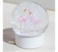 Mingfuxin Bola de Nieve con Flamenco y Bola de Cristal con Base Blanca, Bola de Nieve con Purpurina, para Niñas y Mujeres Adultos, Regalo de San Valentín de 100 mm