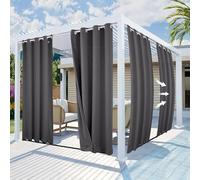Mingfuxin Cortinas para exteriores, impermeables, resistentes al viento, con ojales en la parte superior e inferior, patrón en relieve, aislamiento térmico, cortinas opacas para privacidad al aire