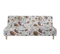 Mingfuxin Funda elástica para sofá cama sin brazos, funda elástica para sofá de 3 plazas, funda de futón de elastano, antideslizante, elástica, plegable, protector de sofá para sofá cama sin