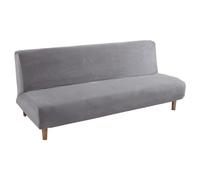 Mingfuxin - Funda Protectora para sofá Cama, sin reposabrazos, de Terciopelo Grueso, Extensible de 2 a 3 plazas, Antideslizante, elástica y Plegable (Terciopelo Grueso | Gris Plateado)