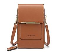 MINGHOO - Cartera para mujer, bandolera para teléfono móvil, con correa extraíble, marrón, talla única, Elegante
