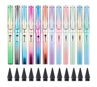 Minging 12 Piezas Lápiz Infinito Eterno con Goma Colores Punta de Grafito Reemplazable Reutilizable Bolígrafo Sin Tinta (Negro 12)