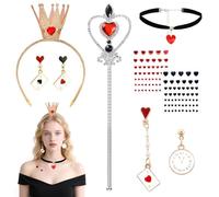 MINGJAY Accesorios de Disfraz de Reina,7 Piezas Accesorios para Disfraz de Reina,Disfrazs de Reinas de Corazones,Disfrazs Poquer Cosplay Adorno,para Carnaval,Mardi Gras,Fiesta Temática