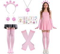 MINGJAY Disfraz de Caramelo para Mujer,Diadema Piruleta Candy Kit,Disfraz de Fiesta de Caramelo,Disfrazs de Dulces,para Carnaval,Mardi Gras,Fiesta Temática,Víspera de Todos los Santos