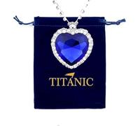 Mingkeda Titanic - Collar con colgante de corazón del océano, colgante de corazón de amor, colgante de zafiro para siempre, circonita de cristal brillante, regalo para mujer (azul)