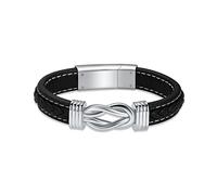 mingkejw Pulsera de cremación con urna infinita para cenizas para mujeres y hombres, pulsera de cuero conmemorativo, 20 cm , Acero inoxidable, Sin gemas.