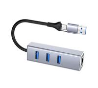 MINGLEA Adaptador Gigabit Ethernet de doble puerto USB A y USB C con 3 puertos USB 3.0 para laptop, PC, smartphone, transferencia rápida de datos