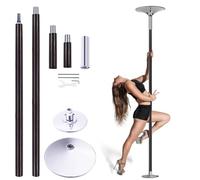 Minglez Barra Pole Dance Barra de Stripper de 45 mm con Base, Ideal para Usar en Apartamentos y Exteriores, Barra de Baile de Tubo Giratoria de Silicona Profesional(Black)
