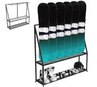 Minglez Guarda EsquíS Soporte para Porta-Snowboard de 2 Niveles para Transportar y Almacenar, Soporte para Tabla de Snowboard de Fondo para 5 o 6 Piezas, Soporte Extraíble(Holds 6 pcs)