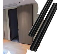 Minglez Kit Puerta Corredera Riel para Puerta con Espejo Negro de 60 92 152 cm, Kit de Herrajes Invisibles para Puertas Corredizas Sin Riel para Espejo, Riel Oculto para Puerta(169cm/66.5in)