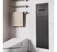 Minglez Portarrollos Empotrable Inserto de Pared para Nicho de Ducha de Acero Inoxidable, Nicho de Ducha Empotrable, Portaescobillas Empotrado con Dispensador de Rollos de Papel Higiénico(Gray)