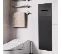 Minglez Portarrollos Empotrable Inserto de Pared para Nicho de Ducha de Acero Inoxidable, Nicho de Ducha Empotrable, Portaescobillas Empotrado con Dispensador de Rollos de Papel Higiénico(Black)