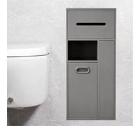 Minglez Portarrollos Empotrable Inserto de Pared para Nicho de Ducha de Acero Inoxidable, Portarrollos y Escobillero Empotrados para Baño, Armario de Almacenamiento sobre el Inodoro(Gray)