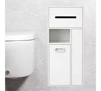 Minglez Portarrollos Empotrable Inserto de Pared para Nicho de Ducha de Acero Inoxidable, Portarrollos y Escobillero Empotrados para Baño, Armario de Almacenamiento sobre el Inodoro(White)