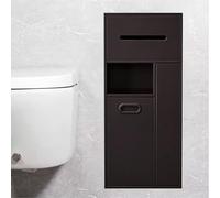 Minglez Portarrollos Empotrable Inserto de Pared para Nicho de Ducha de Acero Inoxidable, Portarrollos y Escobillero Empotrados para Baño, Armario de Almacenamiento sobre el Inodoro(Black)