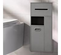 Minglez Portarrollos Empotrable Nicho de Pared Empotrado con Papelera para Baño, Papelera Oculta y Portarrollos de Papel Higiénico Empotrados, Escobillero de Acero Inoxidable Integrado.(Gray)